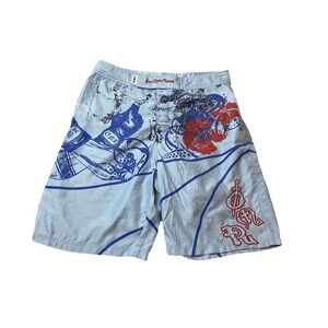 OMR One More Round Shorts Men's Size 36 Blue Red MMA Fight Boxing Short Y2k